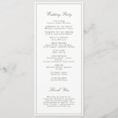 Elegante Stof Groen Script Klassieke Trouw Programmakaart (Achterkant)