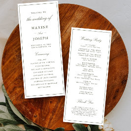 Elegante Stof Groen Script Klassieke Trouw Programmakaart