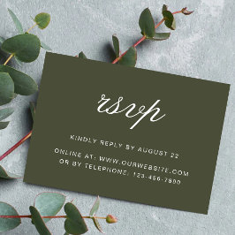 Elegante Stof Groen Script Klassieke Trouw RSVP Kaartje