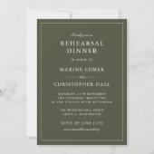 Elegante Stof Groen Script Rehearsal Dinner Kaart (Voorkant)