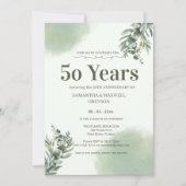 Elegante Stof Groen Scriptie Huwelijksjubileum  Kaart (Voorkant)