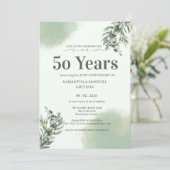 Elegante Stof Groen Scriptie Huwelijksjubileum  Kaart (Staand voorkant)