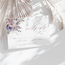 Elegante Stof Mauve & Lavendel Huwelijks RSVP