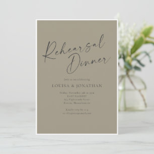 Elegante Stof Olijfgroene Script Proefbruiloftdine Kaart
