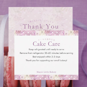 Elegante Stof Pin Bloem Cake Verzorgingsinstructie Bedankkaart