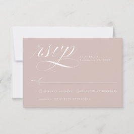 Elegante Stof Pink Calligrafie Huwelijks RSVP Kaar Kaartje