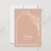 Elegante Stof Roos Met QR Code Huwelijksreactie Do RSVP Kaartje (Voorkant)