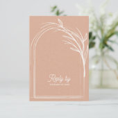 Elegante Stof Roos Met QR Code Huwelijksreactie Do RSVP Kaartje (Staand voorkant)