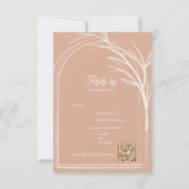 Elegante Stof Roos Met QR Code Huwelijksreactie Do RSVP Kaartje (Achterkant)