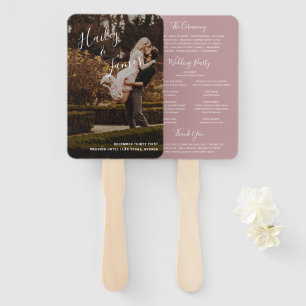Elegante Stof Rose Foto Moderne Huwelijksprogramma Handwaaier