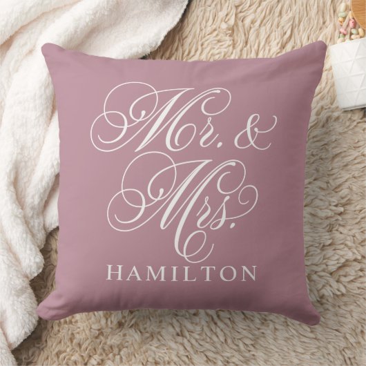 Elegante Stof Rose Mr en Mrs Bruiloft Kussen (Deken)