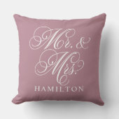 Elegante Stof Rose Mr en Mrs Bruiloft Kussen (Voorkant)