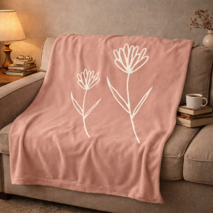 Elegante Stof Rose Simpele Bloem Fleece Deken