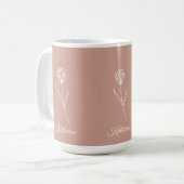 Elegante Stof Rose Simpele Bloem Naam Koffiemok (Voorkant links)