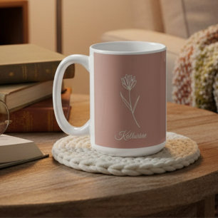 Elegante Stof Rose Simpele Bloem Naam Koffiemok