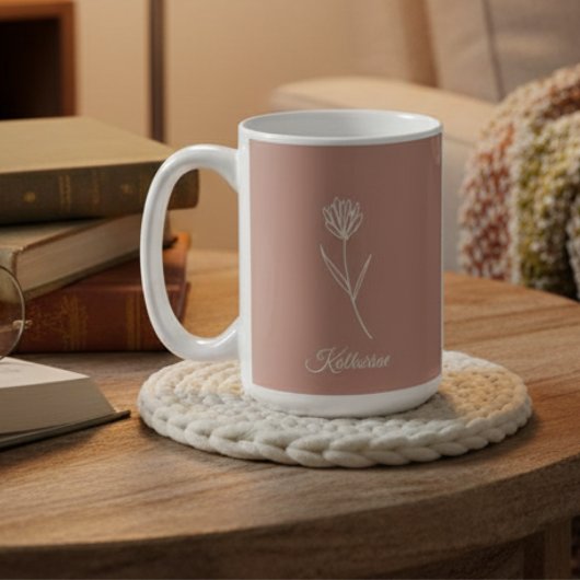 Elegante Stof Rose Simpele Bloem Naam Koffiemok