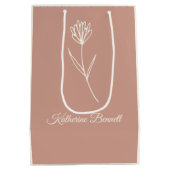 Elegante Stof Rose Simpele Bloem Naam Medium Cadeauzakje (Achterkant)