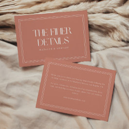 Elegante Stof Rose "The Finer Details" Bruiloft Informatiekaartje