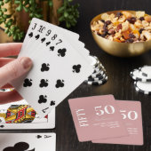 Elegante Stof Roze 50e Verjaardag Naam Pokerkaarten (Insitu)