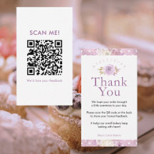 Elegante Stof Roze Bloemige Laat een Review QR Cod