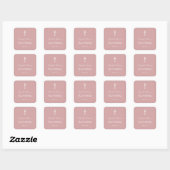 Elegante Stof Roze Doop Vierkante Sticker (Vel)