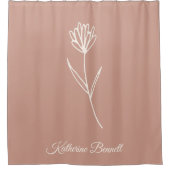 Elegante Stof Roze Eenvoudige Bloem Naam Douchegordijn (Voorkant)
