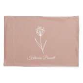 Elegante Stof Roze Eenvoudige Bloem Naam Kussensloop (Achterkant)