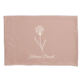 Elegante Stof Roze Eenvoudige Bloem Naam Kussensloop (Voorkant)