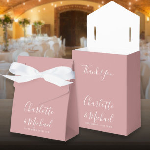 Elegante Stof Roze Huwelijk Script Bedankdoosjes