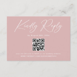 Elegante Stof Roze Huwelijks RSVP  Informatiekaartje