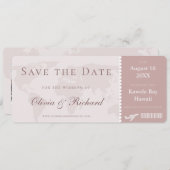 Elegante Stof Roze Instapkaart Save the Date Kaart (Voorkant / Achterkant)