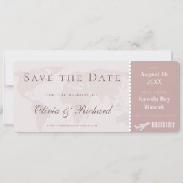 Elegante Stof Roze Instapkaart Save the Date Kaart