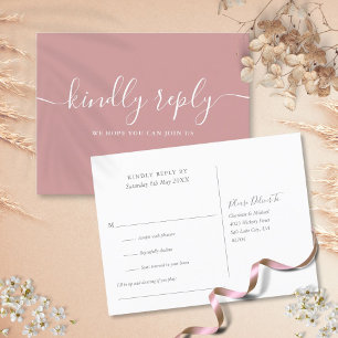 Elegante Stof Roze Lied Verzoek RSVP Briefkaart