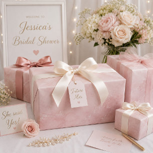 Elegante Stof Roze Marmer  Cadeaupapier