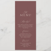 Elegante Stof Roze Mauve Script Trouwmenu Kaart (Voorkant)