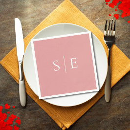 Elegante Stof Roze Monogram Minimalistische Servet