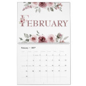 Elegante Stof Roze Roos 2026 Kalender (Feb 2027)