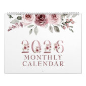 Elegante Stof Roze Roos 2026 Kalender (Hoes)
