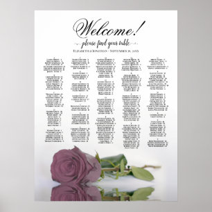Elegante Stof Roze Roos Alfabetische Zitplaats Cha Poster