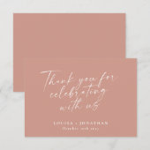 Elegante Stof Roze Trendy Script Huwelijk Bedankkaart (Voorkant / Achterkant)