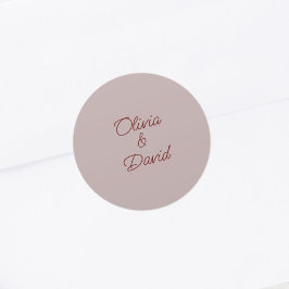 Elegante Stof Roze Trouwdag Ronde Sticker