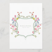 Elegante Stof Sagre Pastel Wilde Bloem Kam Wedding Menu (Achterkant)