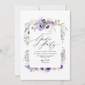 Elegante Stof Violet Bloem Tuinfeest Kaart (Voorkant)