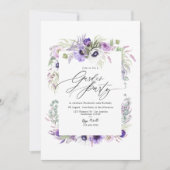 Elegante Stof Violet Bloemige Tuinfeest Kaart (Voorkant)