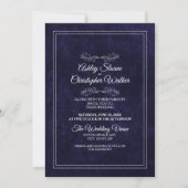 Elegante Stof Zwart Wit QR-code Trouwen Kaart (Voorkant)