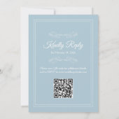 Elegante Stofachtige Hemelblauwe Witte QR-code Tro Kaart (Achterkant)