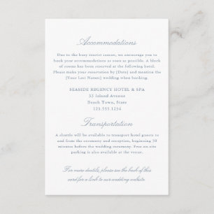 Elegante Stofblauwe Accommodaties Transport Informatiekaartje