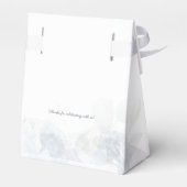 Elegante Stofblauwe Aquarel Bloemachtige Bruilofts Bedankdoosjes (Achterkant)