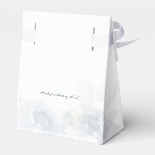 Elegante Stofblauwe Aquarel Bloemachtige Bruilofts Bedankdoosjes (Achterkant)