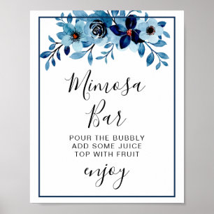 Elegante Stofblauwe Aquarel Bloemenboeket Poster